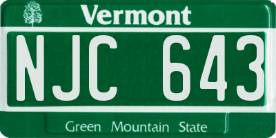 VT license plate NJC643