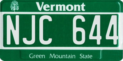 VT license plate NJC644