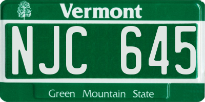 VT license plate NJC645