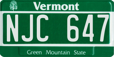 VT license plate NJC647
