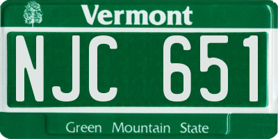 VT license plate NJC651