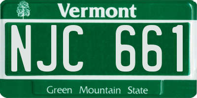 VT license plate NJC661