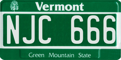 VT license plate NJC666
