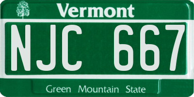 VT license plate NJC667