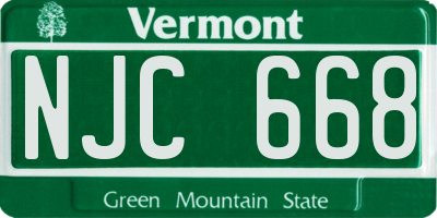 VT license plate NJC668