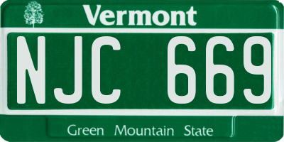 VT license plate NJC669