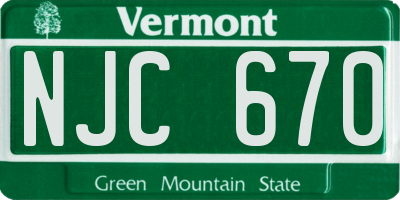 VT license plate NJC670