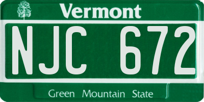 VT license plate NJC672