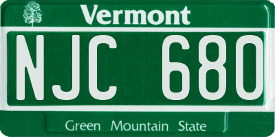 VT license plate NJC680