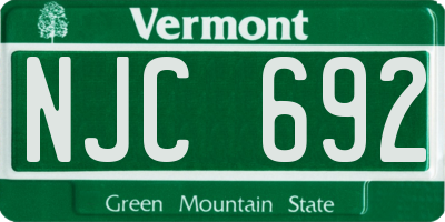 VT license plate NJC692