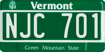 VT license plate NJC701