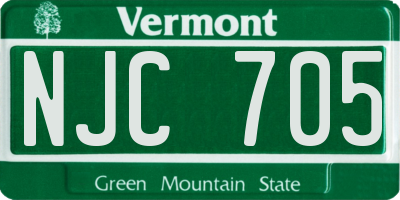 VT license plate NJC705