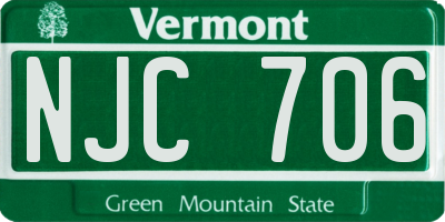 VT license plate NJC706