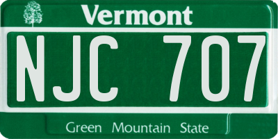 VT license plate NJC707