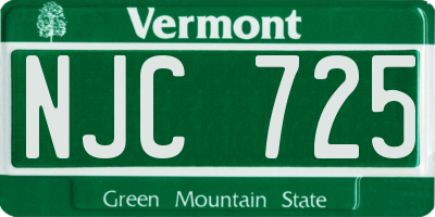 VT license plate NJC725