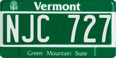 VT license plate NJC727