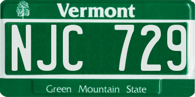 VT license plate NJC729