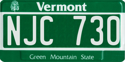 VT license plate NJC730
