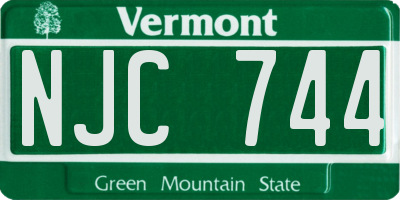 VT license plate NJC744