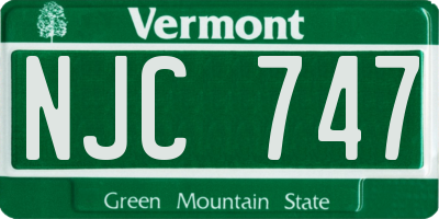 VT license plate NJC747