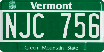 VT license plate NJC756