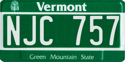 VT license plate NJC757