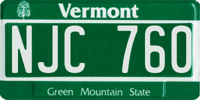 VT license plate NJC760