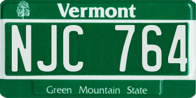 VT license plate NJC764