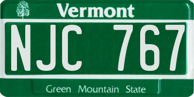 VT license plate NJC767