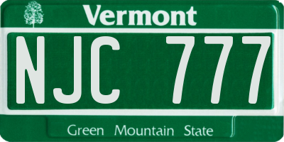 VT license plate NJC777