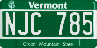 VT license plate NJC785