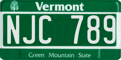 VT license plate NJC789