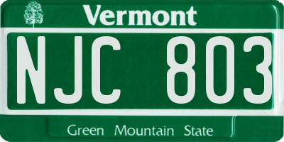 VT license plate NJC803