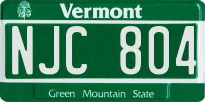 VT license plate NJC804