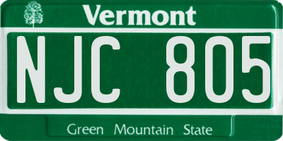 VT license plate NJC805