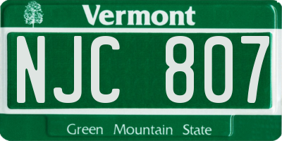 VT license plate NJC807