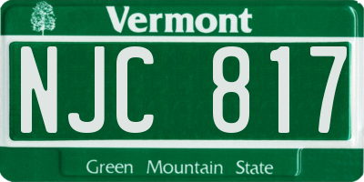 VT license plate NJC817