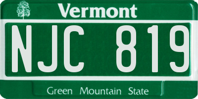 VT license plate NJC819