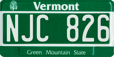 VT license plate NJC826