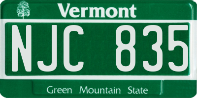 VT license plate NJC835