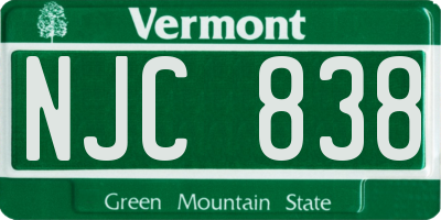VT license plate NJC838