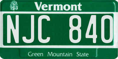 VT license plate NJC840