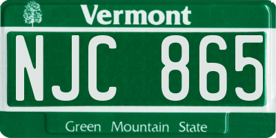 VT license plate NJC865