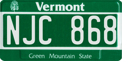 VT license plate NJC868