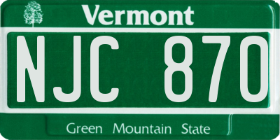 VT license plate NJC870