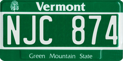 VT license plate NJC874