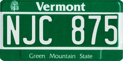 VT license plate NJC875