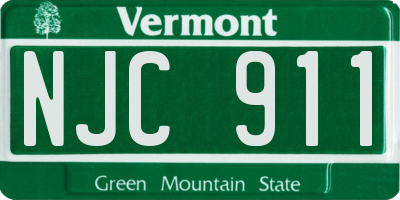 VT license plate NJC911