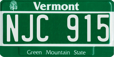 VT license plate NJC915