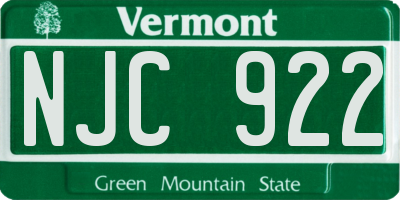 VT license plate NJC922